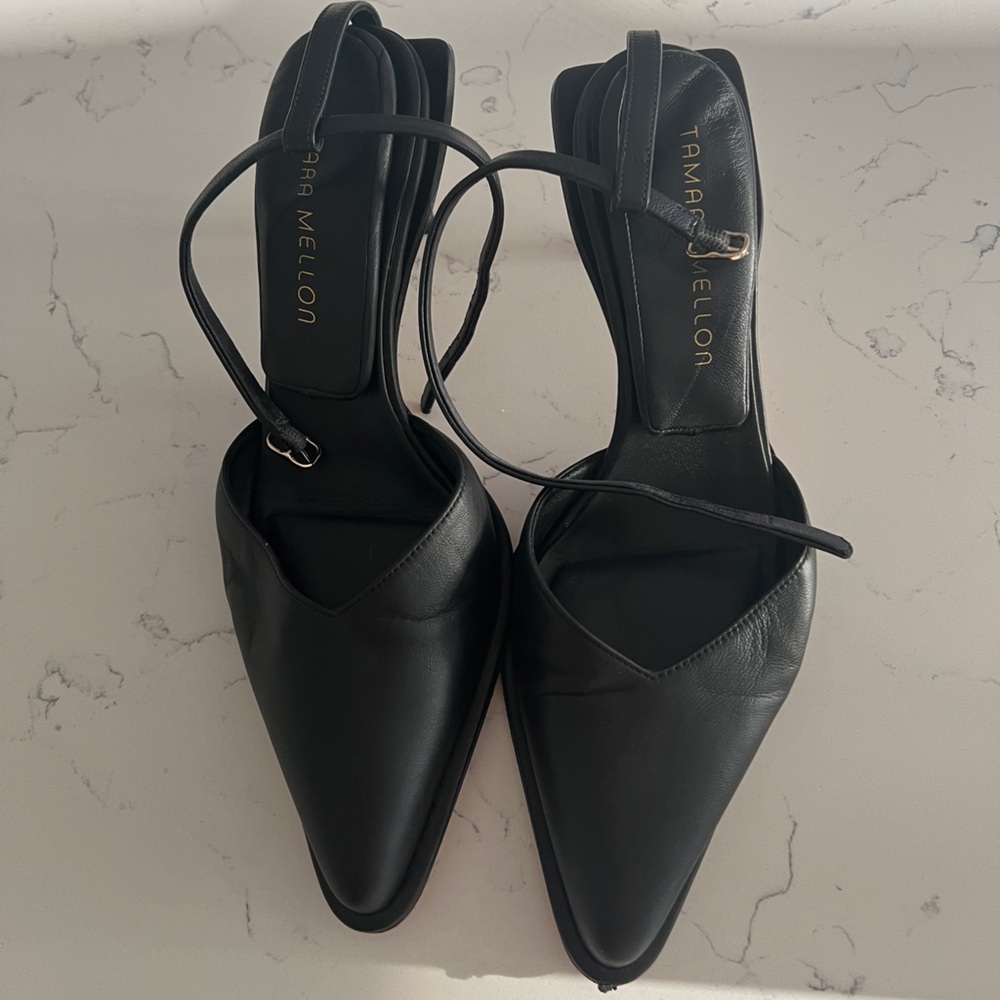 TAMARA MELLON (Jimmy Choo founder) heels in black lamb skin. Size 38 8.